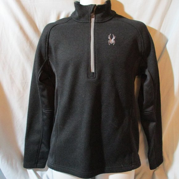 Mens  SPYDER Ski Snowboard Winter Thermal Top Sweater Pullover BLACK Turtleneck - Picture 1 of 5